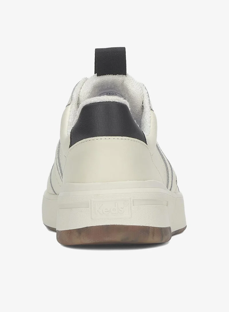 Keds Keds Women's Court Ii Lace Up Leather Pop Outs Casual Sneaker Beige